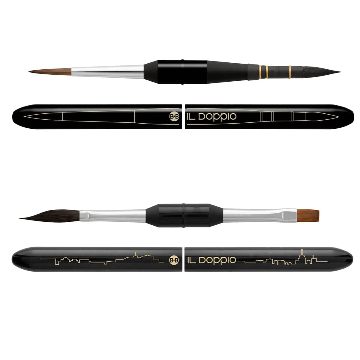 Pinceau portable 2 en 1 Borciani e Bonazzi végétalien pour aquarelle et dessin