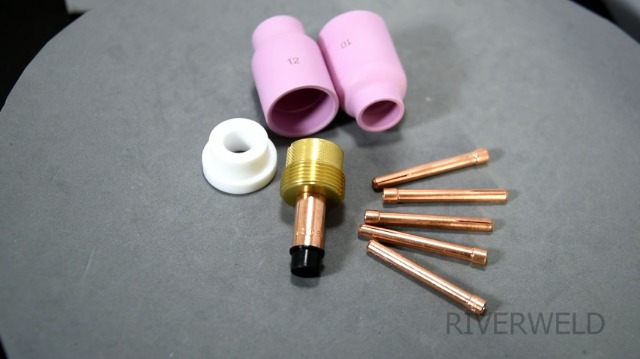 RIVERWELD Corps De Collet Diffuseur De Gaz TIG 45V116 45V64 995795 45V63 Jumbo Grand Diamètre Buses En Alumine Coupes En Céramique 57N 53N Série Pour SR WP 17 18 26 Torche De