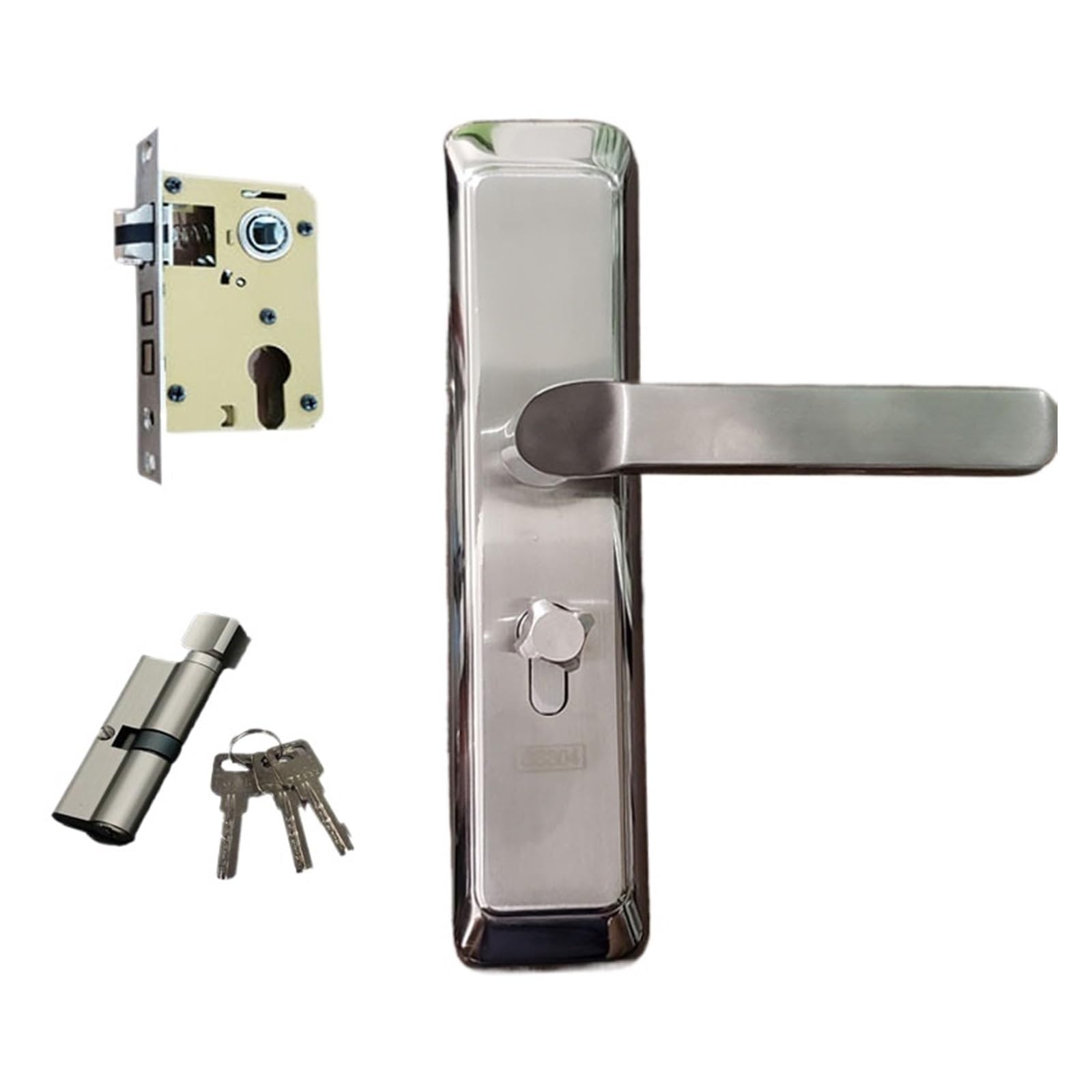 Serrure de porte de chambre silencieuse luxe en acier inoxydable poli gris brossé