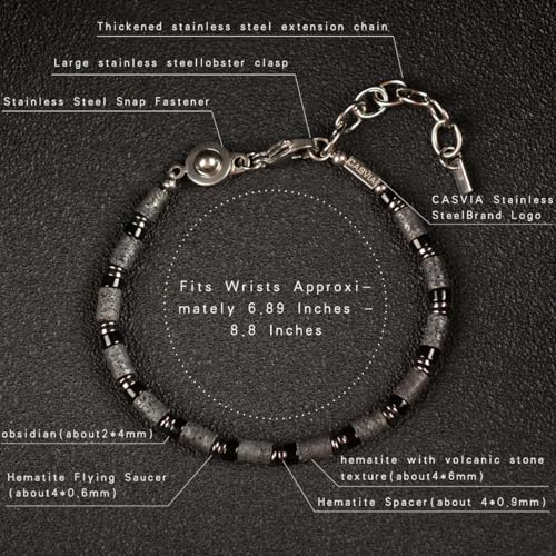 Pulsera para hombre en hematita y obsidiana con doble cierre miniatura 7