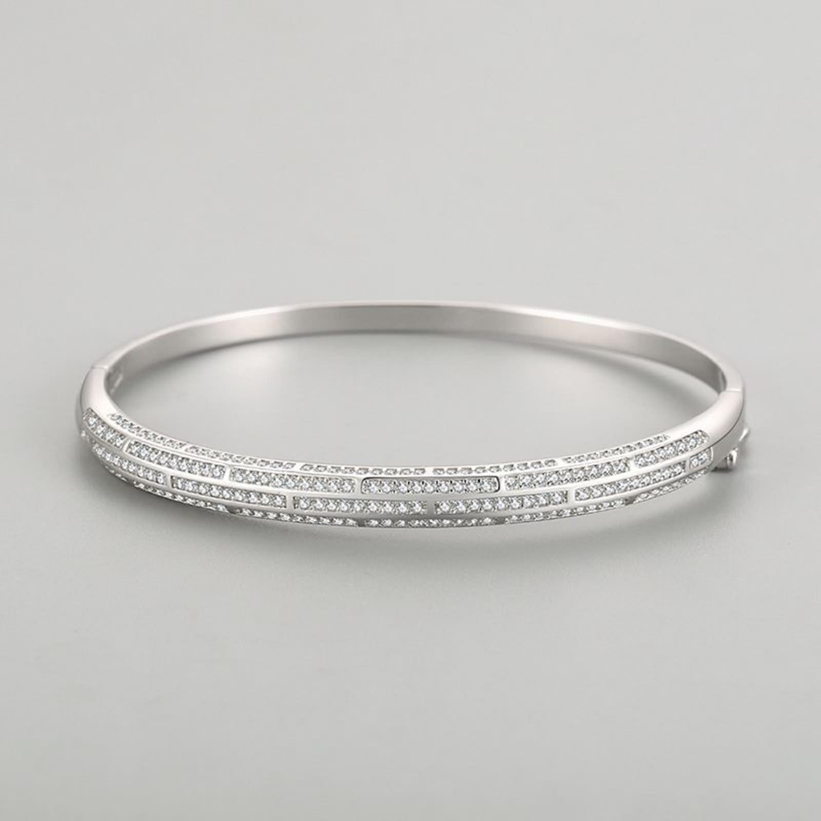 Pulsera de novia, pulsera para mujer, elegante, brillante, con moissanita, oro blanco y platino 950