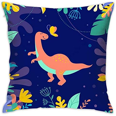 QIPNVY Decorative Throw Pillow Covers 18 X 18 Inch, Cute Dinosaur Background Pillow Cover Outdoor Cushion Covers Square Pillow Cases with Hidden Zipper Cover