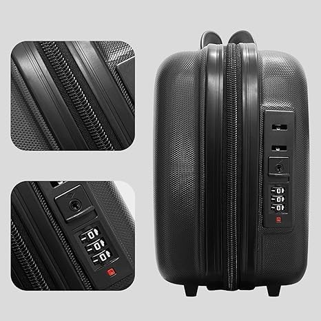 Image of Makeup Case Suitcase, Mini Bag, Mini Hard Shell Travel Luggage, Women Portable Water Proof Carrying Suitcase, Organizer, Small Hard Shell Cosmetic Lugge Bag, Water Proof (T - Black)