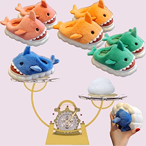 Dosodo 2022 Nouveau Pantoufles De Requin Chaussons Enfants Fille Garcon Pantoufle Peluche Animaux Slippers Chaussons Bébé Hiver Antidérapant Intérieur Slippers Open Toe Slides,EU34-35,Orange Cover