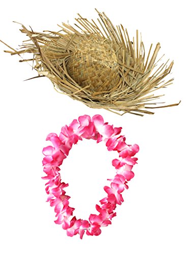 0207VP8WAK2 ILOVEFANCYDRESS Hawaiian Lei + Plage Scriba Bonnet Fancy Dress Ensemble coloré 45,7 cm Lei Hula Beachcomber Chapeau d'été Hawaii Fleur Lei Guirlande Accessoire pour Homme