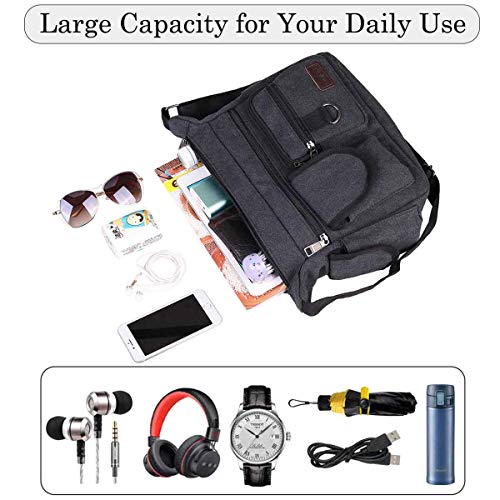 Canvas Messenger Tassen BOMKEE Schouder Crossbody Satchel Mens Vintage Casual Notebook Waterdichte Dag Tas voor Reizen… - Afbeelding 7