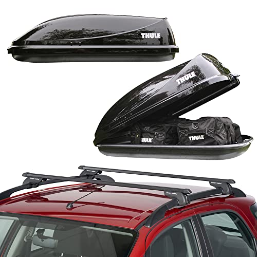 Roof Rack Bars & Thule Roof Box Ocean 80 *Package Deal* | Compatible for - Ford Kuga 2013-2019 with Rails