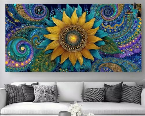 Diamond Painting Adulte Grand Format Tournesol 70x140cm Peinture Diamant 5D