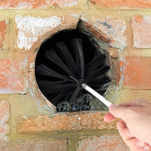 EFUTURETIME 3.6m Kaminbürste Stange Set, Ø 200mm Schornsteinfeger Bürste, Ofenrohrbürste Nylon mit 9 Flexible Stangen 410mm, Verwendbar mit Akkuschrauber, Kaminbesen für Kamin, Rohre, Trockner