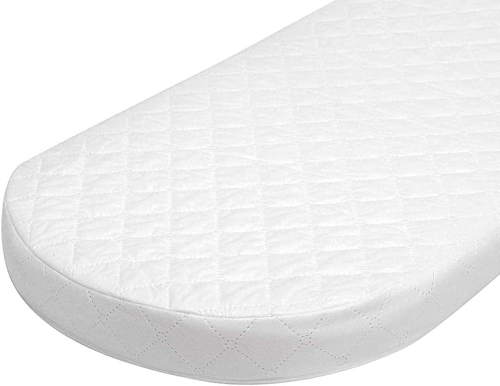 Moses Basket Memory Foam Mattress Easy to Fit Extra Deep Thick Oval Shaped Baby Cot Mattresses Pram Crib Bassinet Baskets with Quilted with Removable Covers (71x36x4.5)