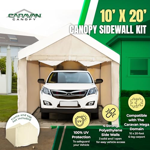 Caravan Canopy Tent Sidewalls for Mega Domain Carport with Straps, Ideal for Garage Storage, Inflatable Garage Covering, Tan (Sidewalls Only) - Thumbnail 2