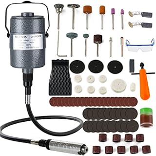 DZQ Flex Shaft Grinder 380W Rotary Tool Kit 1/4HP Rotary Carver with 3 Jaw Chuck 500-20000 RPM Foot Pedal Hanging Grinding for Grinding, Carving, Drilling,Polishing, Engraving(with Safety Glasses)