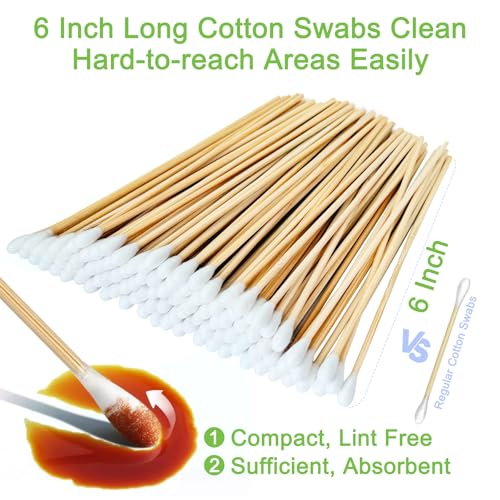 200 pcs long wooden cotton swabs cleaning cotton sticks with wood handle for oil makeup gun applicators eye ears eyeshadow brush and remover tool cutips buds for baby and home accessories