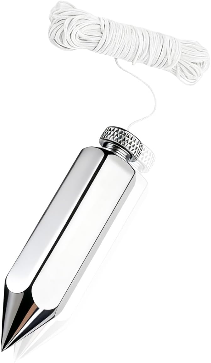 1Pcs Hexagon Plumb Bob with String,8oz Plumb Bob Steel Brass Construction,Precision Leveling Tool for Builders Carpenters Projects Wire Kit,790-8