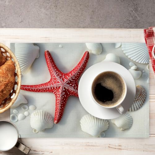 Set de table en lin de coton de qualité supérieure lot de 6 imprimé mer - 3