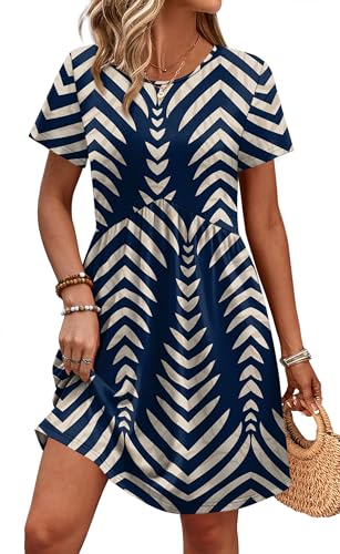 OFEEFAN Elegant Dresses for Women Casual Party Dresses for Women Short Sleeve Empire Waist Dress...