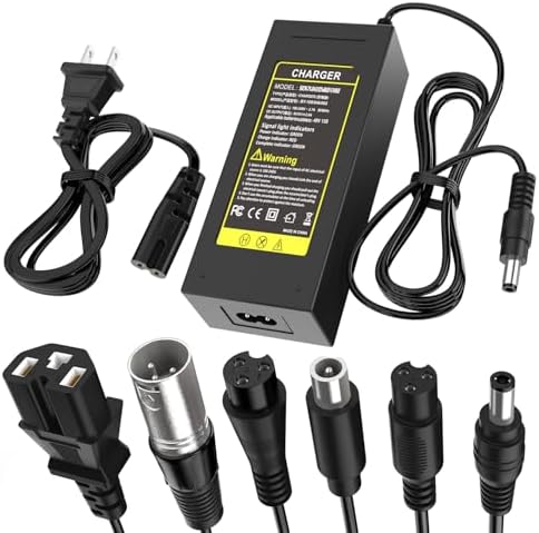 54.6V 2A Fast Charger 7 in 1 Plugs Universal for 48V 13S Lithium Batteries, Pinkind 48V Li-ion Battery Charger Replacement for Razor, Jetson, Voyage, gotrax, ninebot