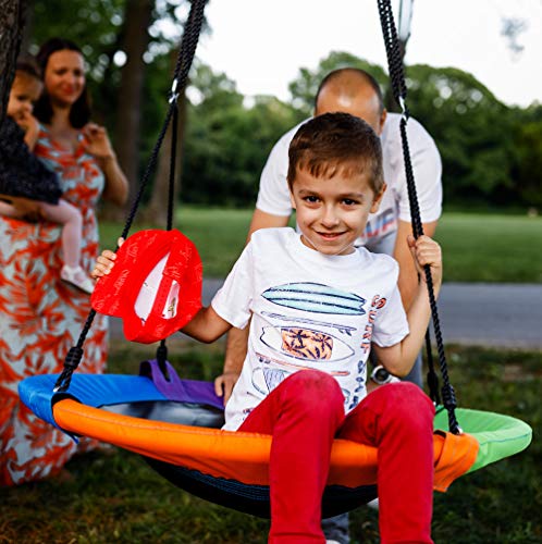 40" Saucer Tree Swing for Kids Outdoor with Straps - Round Outdoor Swings for Swingset - Large Tree Swings for Children with Hanging Kit - Heavy Duty Children Disk Swing for Outside