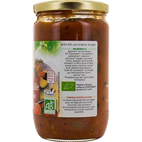 JARDIN BIO ETIC - Ratatouille Bio - Plat cuisiné végétarien 100% bio - 650g - Idéal pour les repas sains et équilibrés - Alimentation bio de - Lot De 3 - Vendu Par Lot