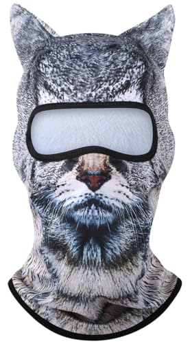 Image of 3D Cat Ski Balaclava Sheisty Face Mask with Ears Cute Animal Ski Mask for Music Festivals Raves Party Outdoor Activities