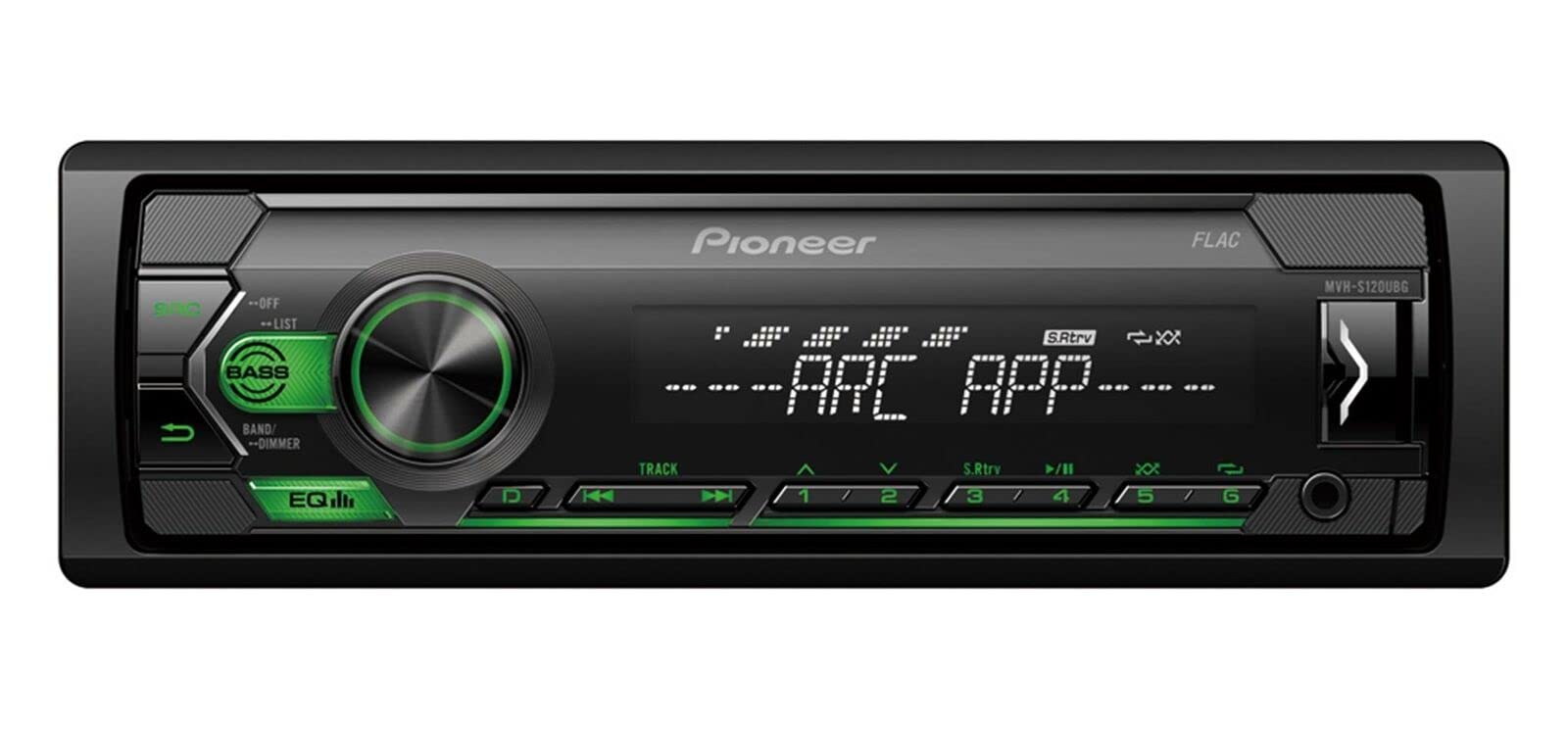 Pioneer MVH-S120UBG 1-DIN Autoradio mit grüner Beleuchtung und USB kompatibel mit Android-Smartphones inkl. Einbauset passend für Smart Roadster 2003-2005 anthrazit