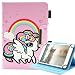 Produktbild A-BEAUTY Hülle für 7 Zoll (17,8cm) Tablet, Kompatibel mit Samsung Galaxy Tab 3 7.0/Tab 4 7.0/ Tab A 7.0/ Amazon Kindle Fire 7/ Huawei Mediapad T3 7.0 und Mehr 7 '' Tablet, Regenbogen Einhorn