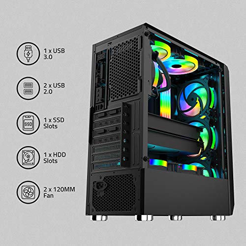 Image of Artis G8301 Computer Gaming Cabinet Support ATX, Micro ATX Motherboard, 2 x 120mm RGB Fan with Sturdy Built Quality