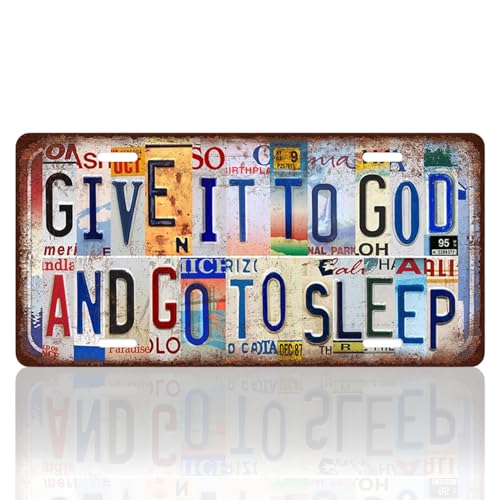 Religiöses Blechschild, Einzigartiges Schilder mit Sprüchen Give It To God And Go To Sleep, Vintage Christliche Geschenke Deko für Schlafzimmer, Gebetsraum, Küche, Bar 30x15cm Religiöses Blechschild, Einzigartiges Schilder mit Sprüchen Give It To God And Go To Sleep, Vintage Christliche Geschenke Deko für Schlafzimmer, Gebetsraum, Küche, Bar 30x15cm