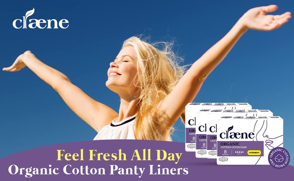 Image of Claene Organic Cotton Cover Pads, Cruelty-Free, Menstrual Overnight Sanitary Pads for Women, Unscented, Breathable, Vegan, Organic Pads, Natural Sanitary Napkins with Wings(Overnight, 32 Count)