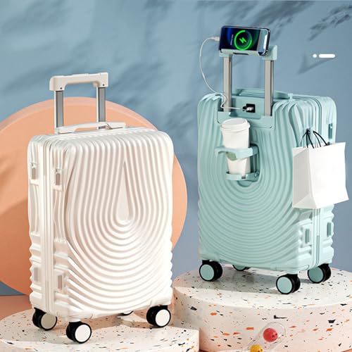 Suitcase With Double Spinner Wheels,20", 22",24", 26"Expandable Carry On Luggage,Hardside PC+ABS Suitcase,Lightweight Hardside Waterproof Travel Suitcases,TSA Lock,Airline Approved(Fresh green,20in)2