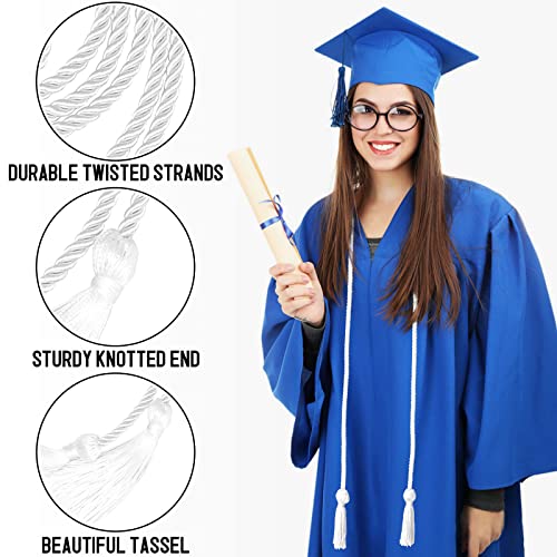 Image of Graduation Honor Cord White Yarn Honor Cord with Tassel 67 inch Long for Graduation Ceremony