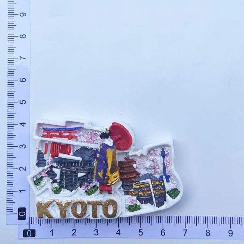 Imán de Resina 3D Kyoto Japón con Diseño de Geisha y Templo miniatura 5