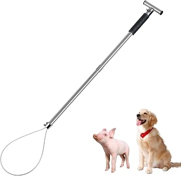 Dog Catcher Pole Portable Hog Pig Catcher Stainless Steel Pig Holder Animal Control Pole Tool Livestock Farm Equipment