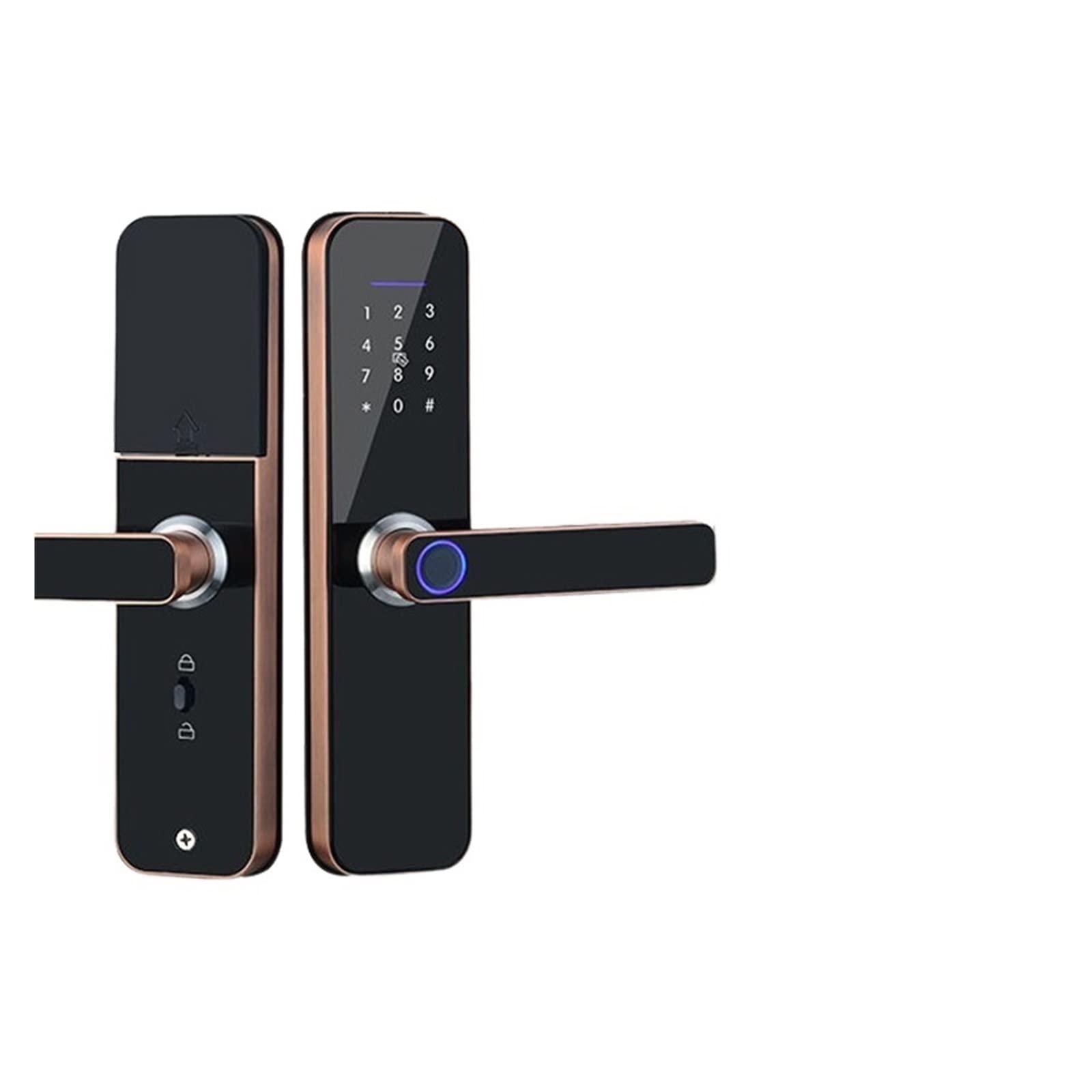Elektroniczny zamek WiFi Inteligentny zamek na odcisk palca Hasło IC Card Key USB Charge dla inteligentnego domu Nowy F005 (kolor: 220x22 (5050), rozmiar zamka wpuszczanego: różowe złoto) (240x22