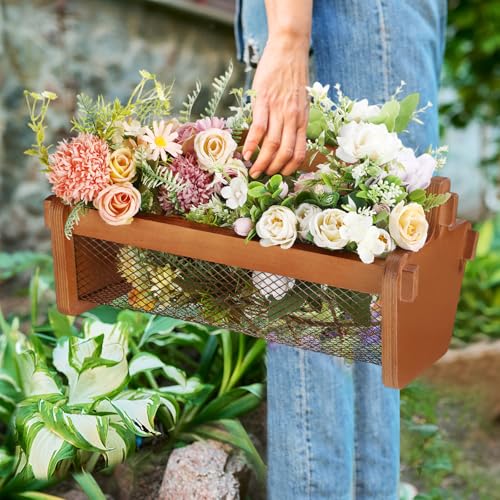 Teenyyou Garden Harvest Basket Mesh Storage with Handle Versatile Gardening Fruits Vegetables Gathering Basket Garden Supply Gardener Gift for Farmer Washing Holding(Brown,19in) by Teenyyou - Image 5