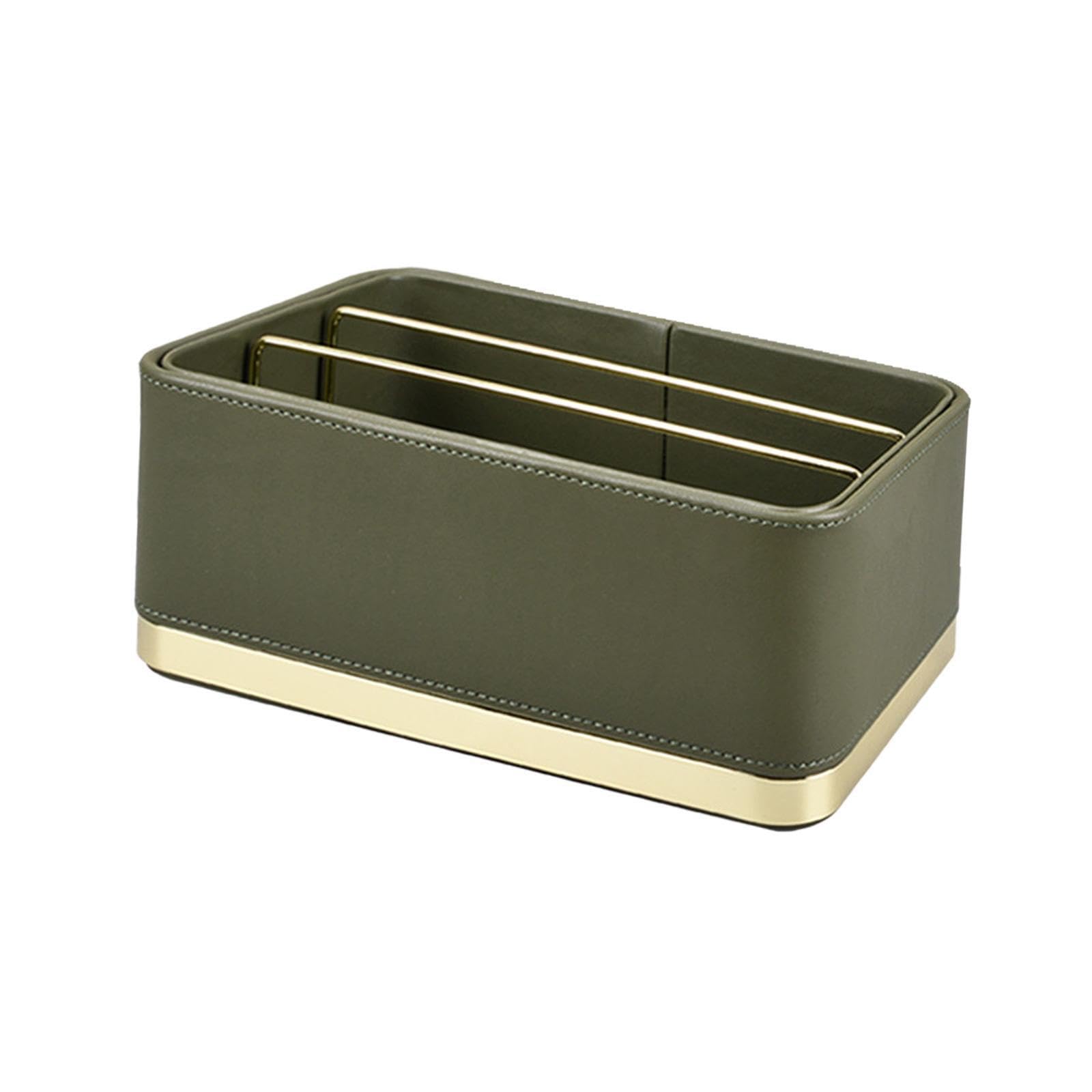Pixzcsa Practical Lightweight Pu Leather Desktop Storage Box Organizer