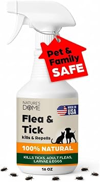 Natures Dome Outdoor Flea & Tick Spray 16 oz | Tick Spray for Yard, Patio, Deck & Kennel Areas | Kills & Repels Fleas, Ticks and Mosquitoes on Contact | Plant-Based, Ready to Use, No Mixing