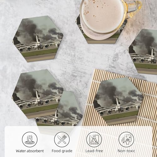 Dessous de verre en céramique avec support table maison décoration jet fighter - 6
