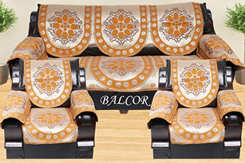 Image of Cotton 12 PCs Design DECAN Sofa Cover with Handle Cover Set of 5 Seater(3+1+1+6)-MUSTERED