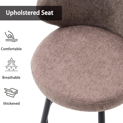 Image of Bar Stools Set of 4, 360 Swivel Breathable Fabric Kitchen Counter Height Stools, 26 inch Upholstered Bar Chair for Kitchen Islands, Restaurant, Brown