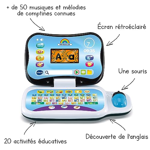 VTech Ordi Genius Pro Ordinateur Portable Enfant avec Écran Rétroéclairé 20 Jeux Évolutifs Jouet Éducatif Cadeau Enfant de à Contenu en Français et Anglais - vue 2