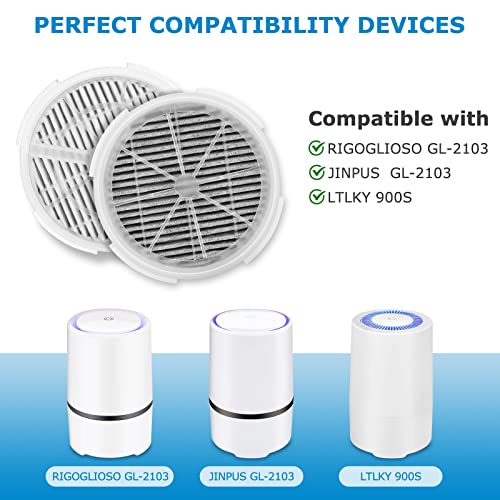 Image of GL2103 Replacement Filter for RIGOGLIOSO GL2103, JINPUS GL-2103, LTLKY 900S Air Purifier, 2-in-1 HEPA Filters and Activated Carbon Filters (3-Pack)