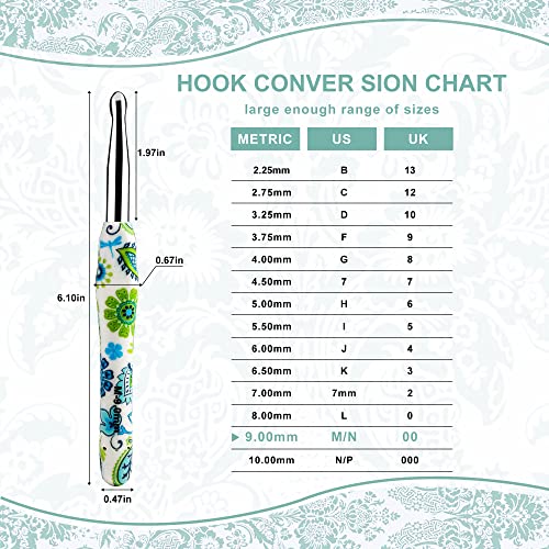 Image of 9mm Looen Crochet Hook, Ergonomic Handle for Arthritic Hands, Soft Rubber Grip Extra Long Knitting Needles for Crochet Beginners, Knitting Enthusiasts (9mm)