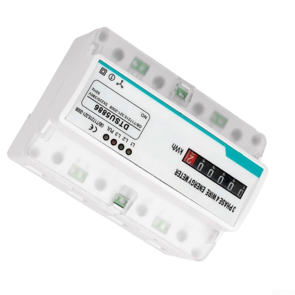 Contador trifásico de 4 conductores 100 A 220/380 V clase 1.0 | Clase de precisión 1.0, indicador de contador de rodillos, ABS ignífugo, medición bidireccional, montaje en carril de 35 mm