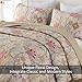 WONGS BEDDING Floral Quilt Set Queen Size, Khaki Botanical Queen Bedspread Bedding Sets Soft Lightweight Microfiber Flower Coverlet Set 3 Pieces for All Season (96