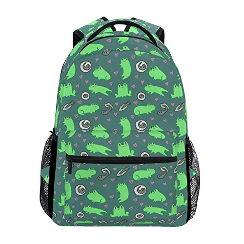 Yaxinduobao Elegante mochila de rana con diseño de animal de renacuajo, ligera, para escuela, universidad, 40,6 x 29,2 x 20,3 cm, tela de poliéster duradera y resistente, Como se muestra en la imagen,