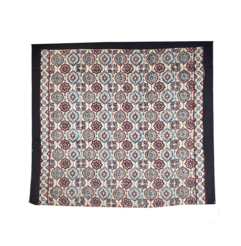 Image of Ethnics of Kutch Ajrakh Modal Silk Saree For Women | Natural Dye Hand Block Print |With Unstitched Blouse Piece | 5.5 Mtr Length (Cream 27A01D)