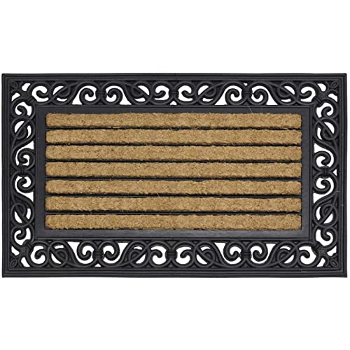 Lifestyle comfort ltd LSC Heavy Duty Karina Door Mat With Coir Bristles Washable And Non-Slip OutDoor Mats Timeless Elegant Design Entrance Coir Mat (Pack of 1, 45 X 75 cm)