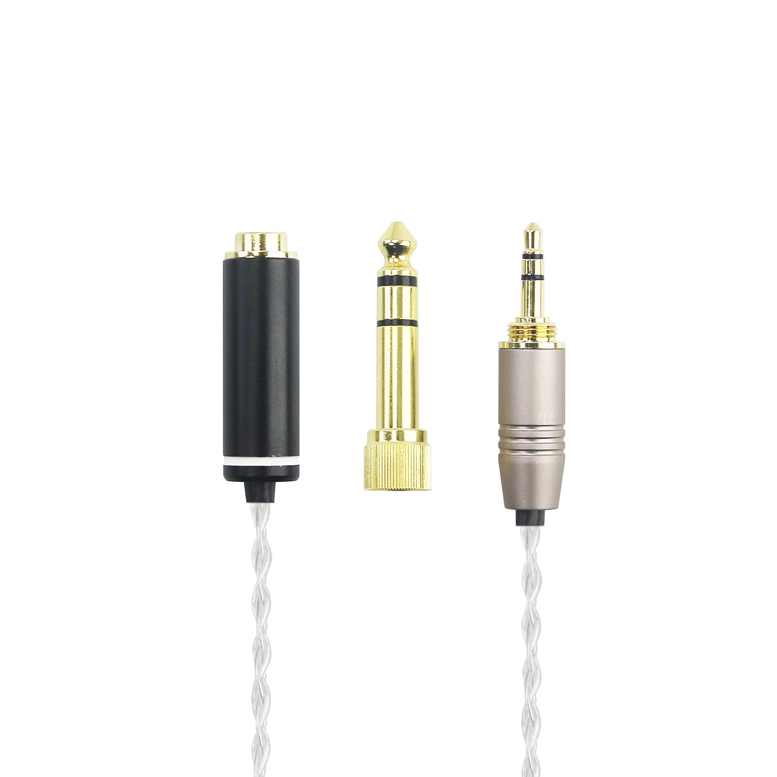 3.5mm 1/8" TRS Male and 6.3mm 1/4" Adapter to 4.4mm Balanced Female Headphone Audio Adapter Cable