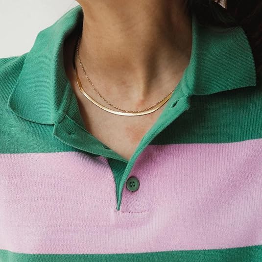 Miniatura 4 de Hey Harper - Collar de espiga de oro para mujer, juego de Nassau, impermeable, resistente al sudor, no se deslustra, collar de acero inoxidable en